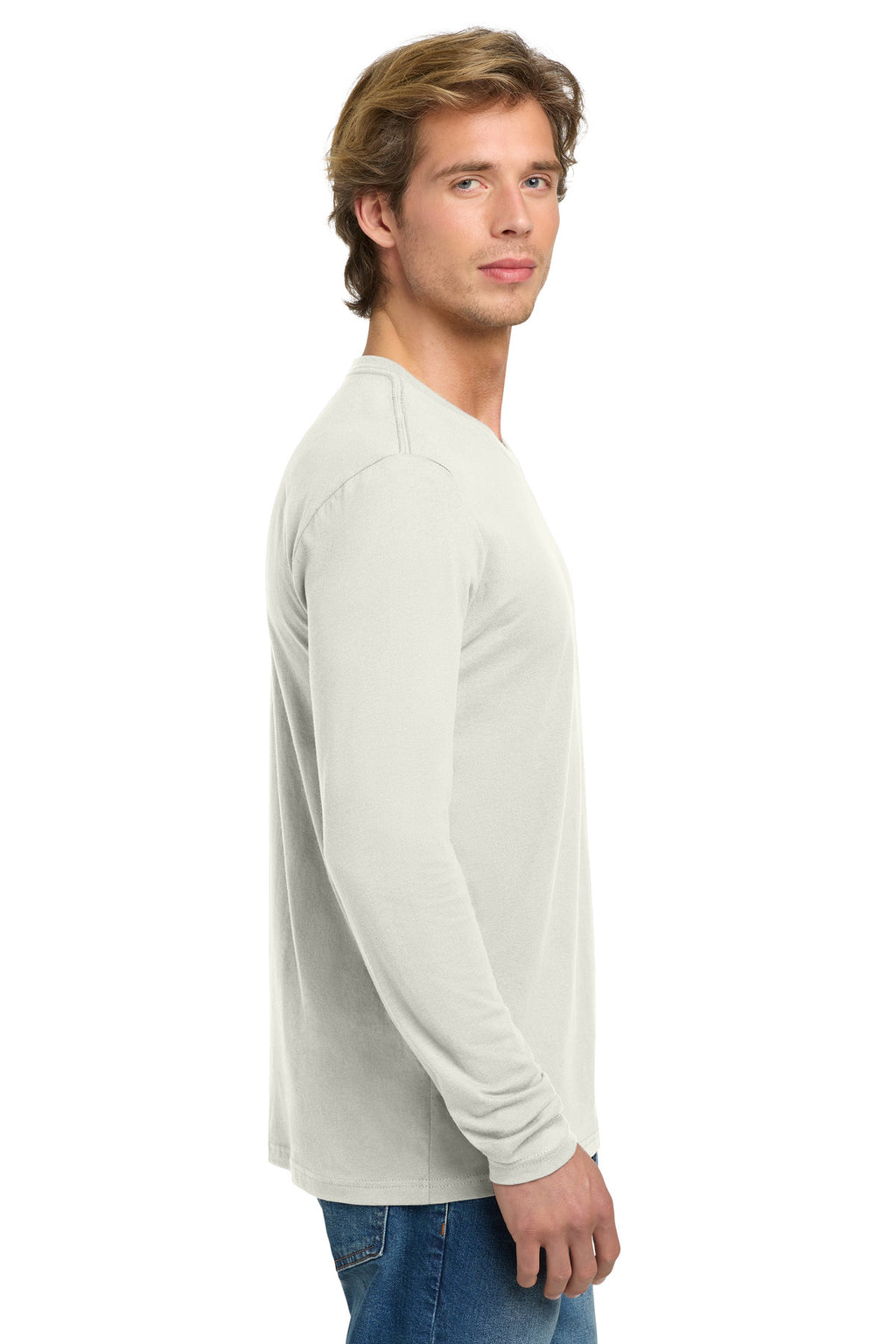 Next Level Apparel Cotton Long Sleeve Tee. NL3601 - Natural - side