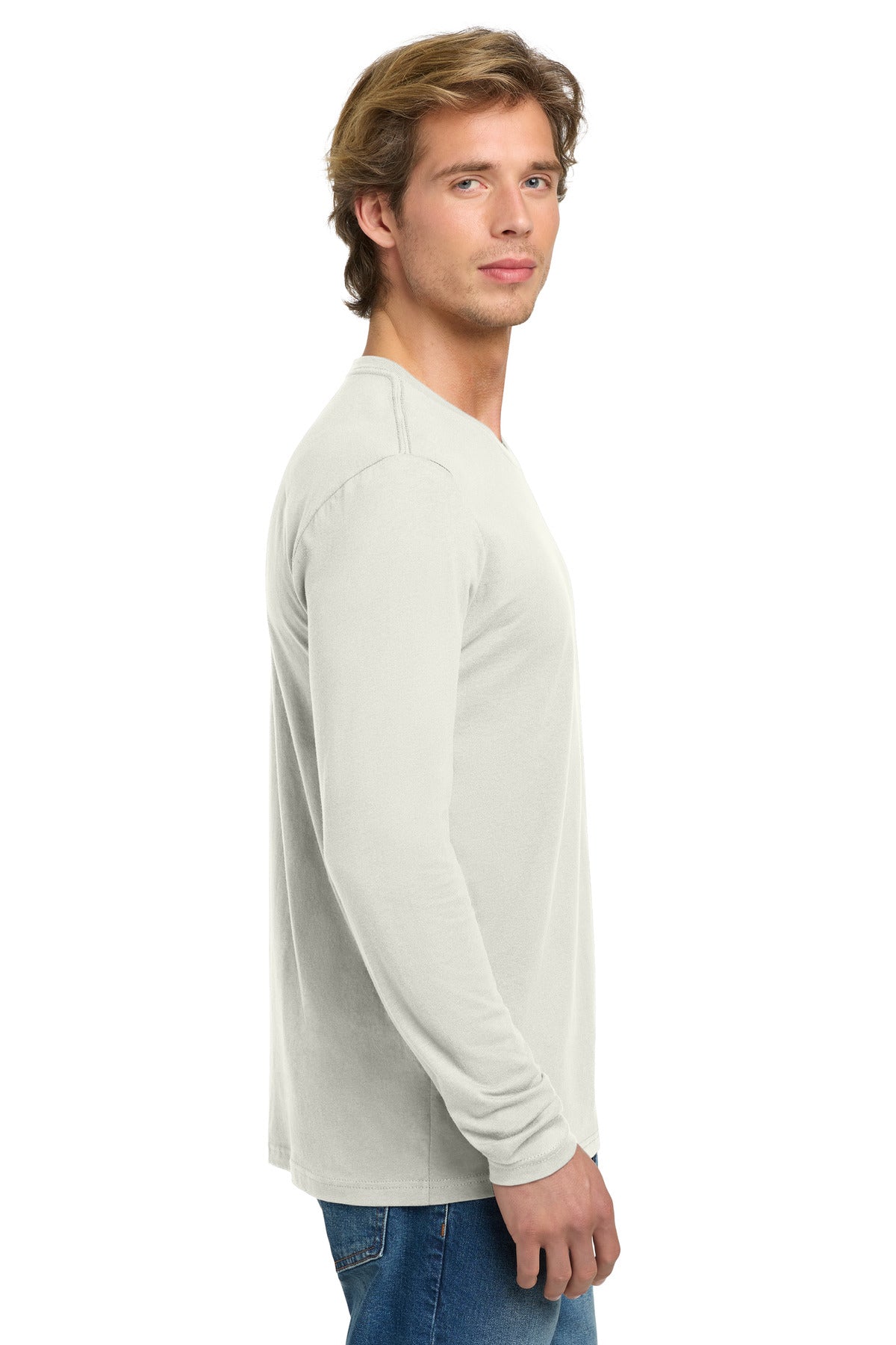 Next Level Apparel Cotton Long Sleeve Tee. NL3601 - Natural - side