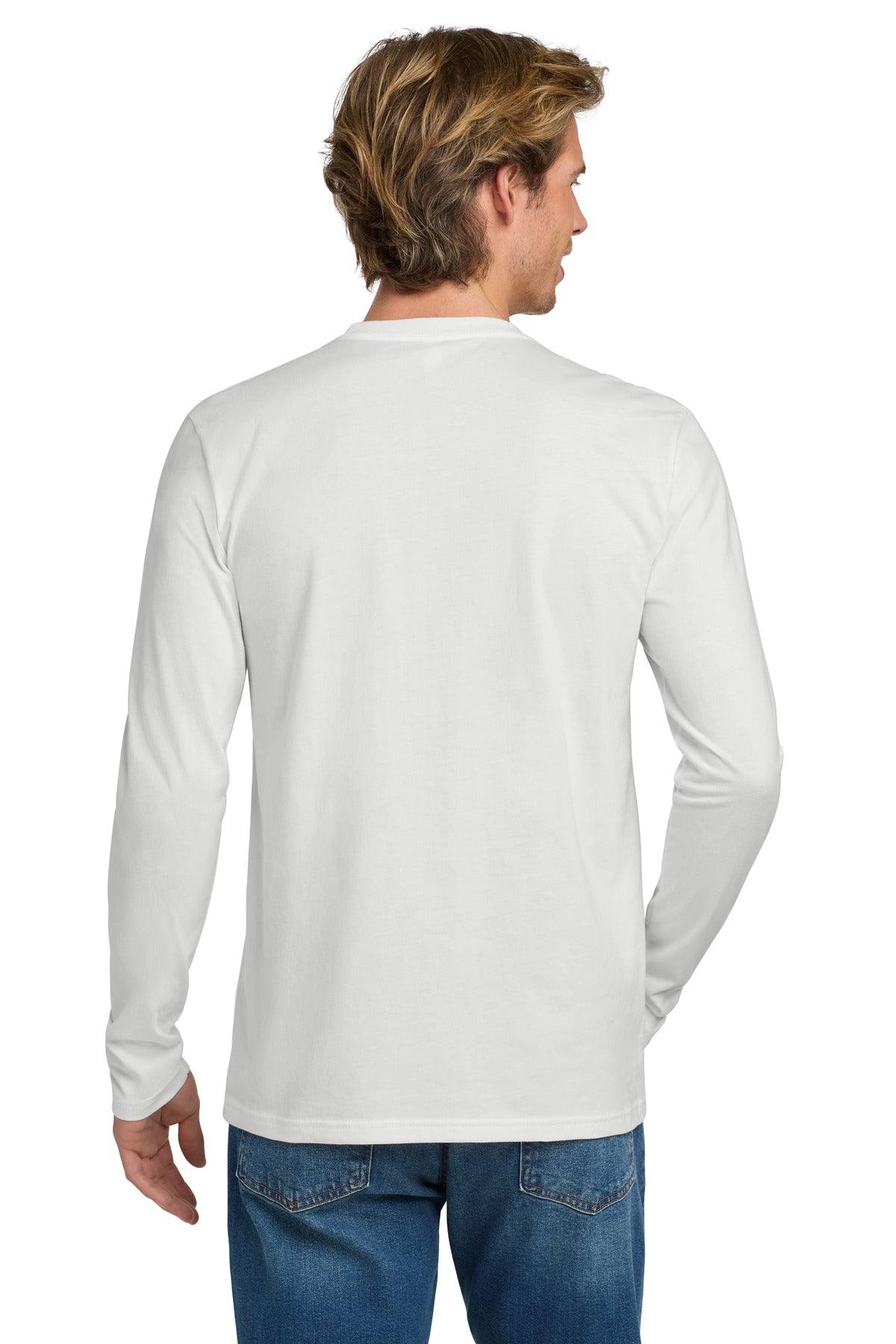 Next Level Apparel Cotton Long Sleeve Tee. NL3601 - White - back