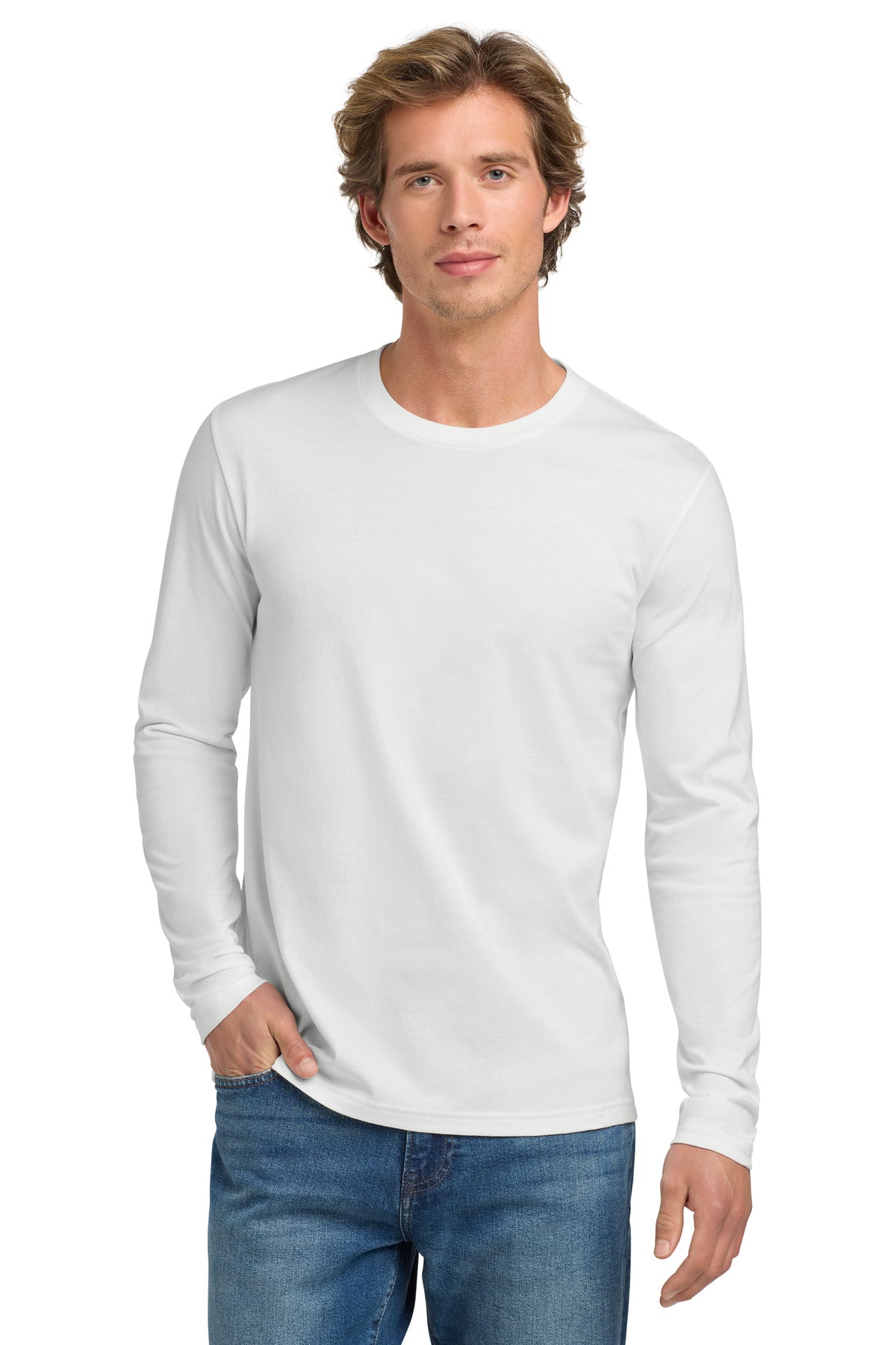 Next Level Apparel Cotton Long Sleeve Tee. NL3601 - White - front