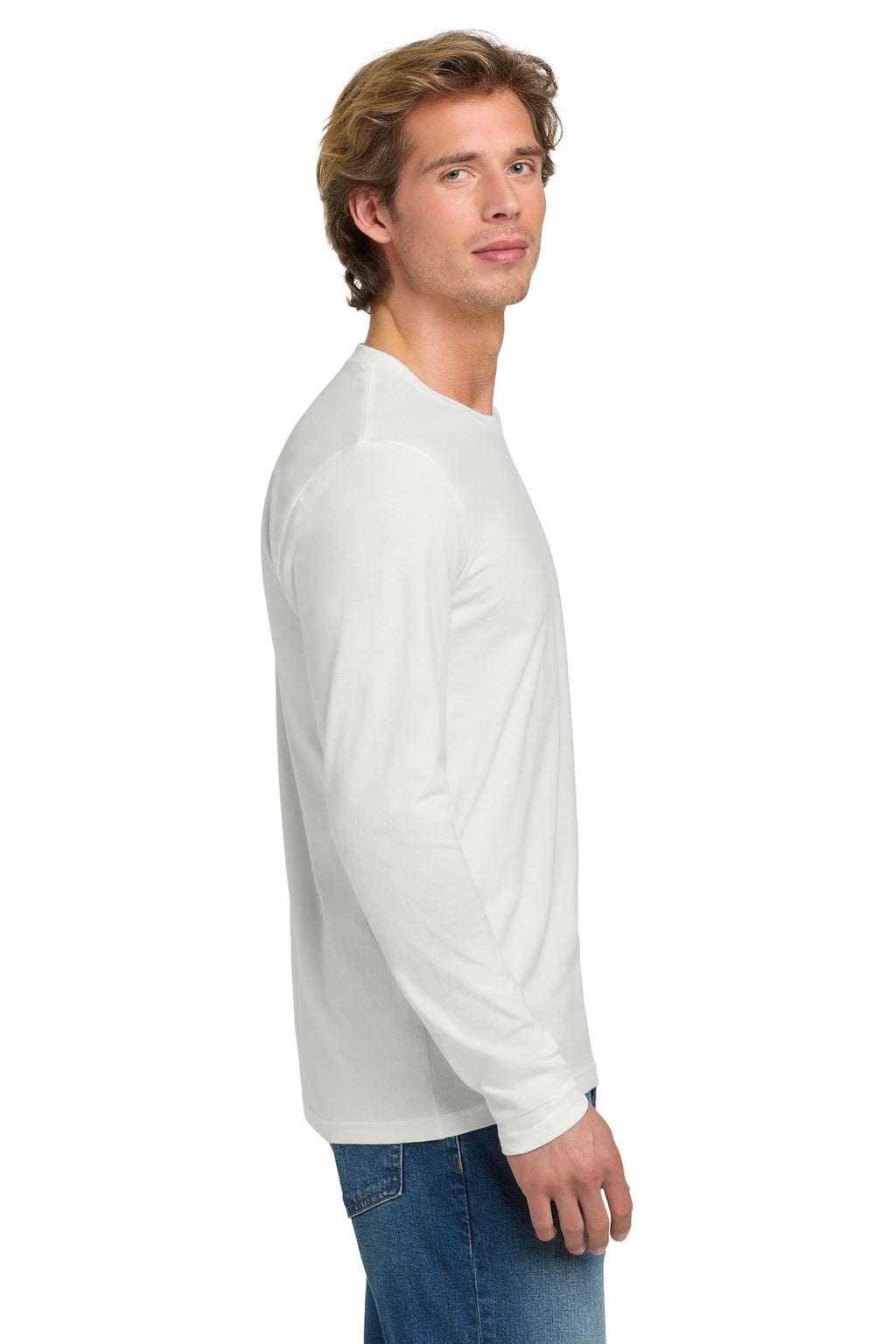 Next Level Apparel Cotton Long Sleeve Tee. NL3601 - White - side