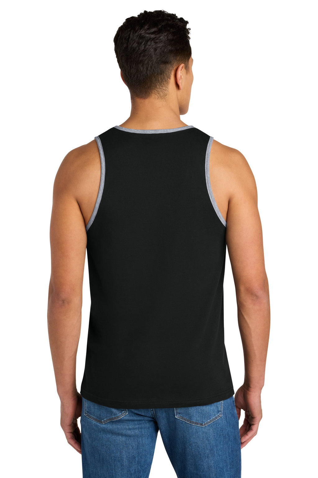 Next Level Apparel Cotton Muscle Tank NL3633 - Black/ Heather Gray - back
