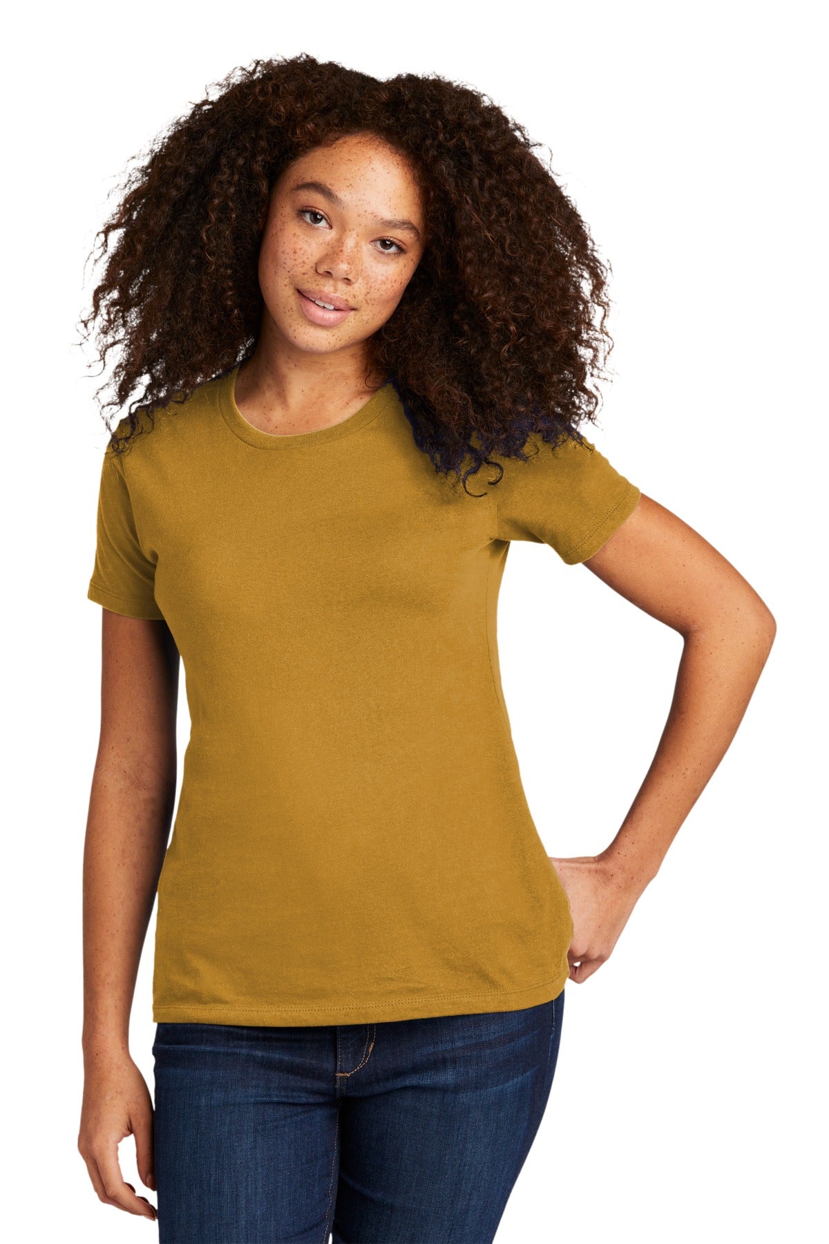 Next Level Apparel Women's Cotton Tee. NL3900 - Antique Gold - front