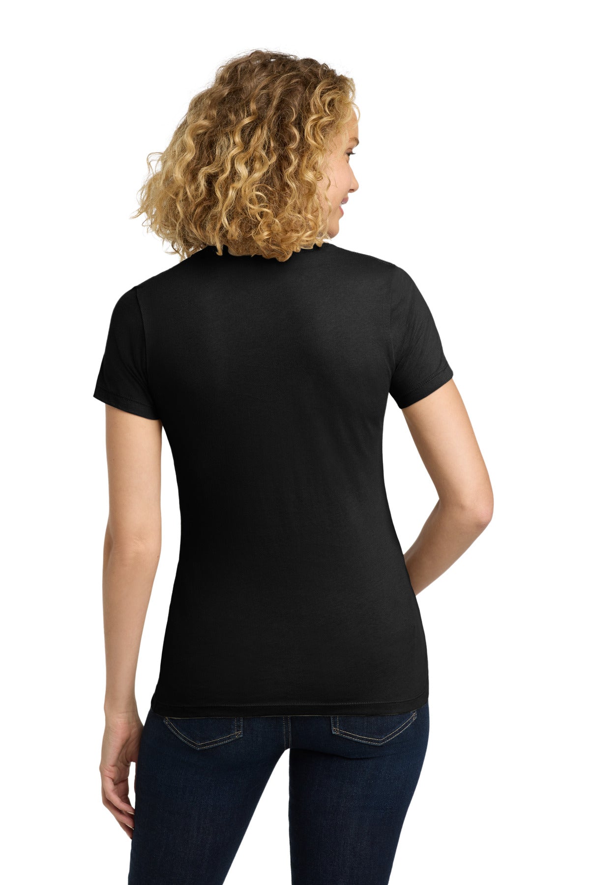 Next Level Apparel Women's Cotton Tee. NL3900 - Black - back
