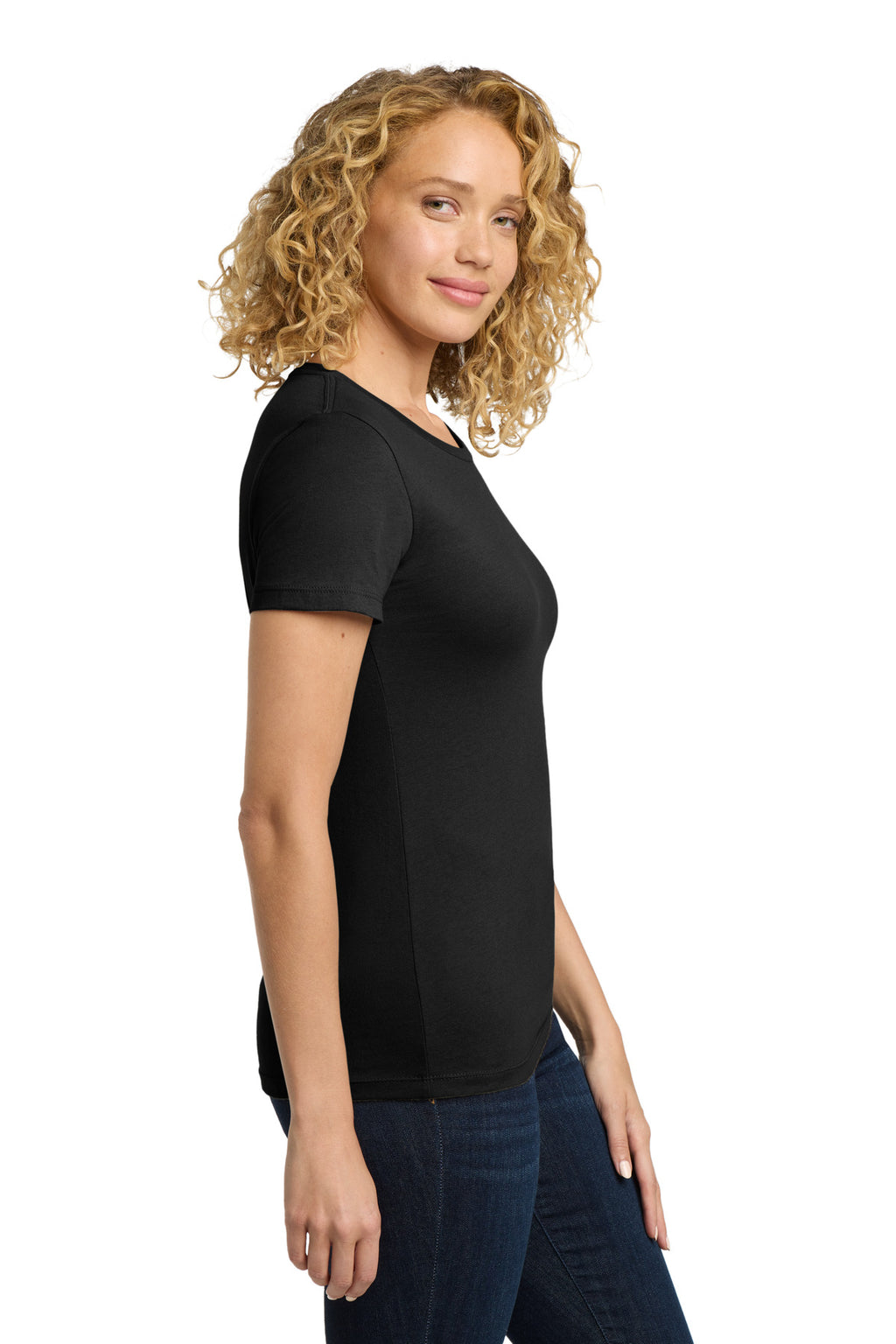 Next Level Apparel Women's Cotton Tee. NL3900 - Black - side