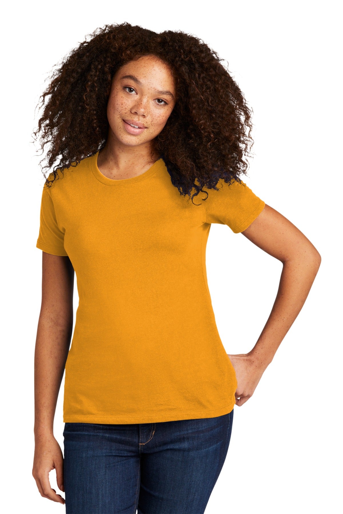 Next Level Apparel Women's Cotton Tee. NL3900 - Gold - front