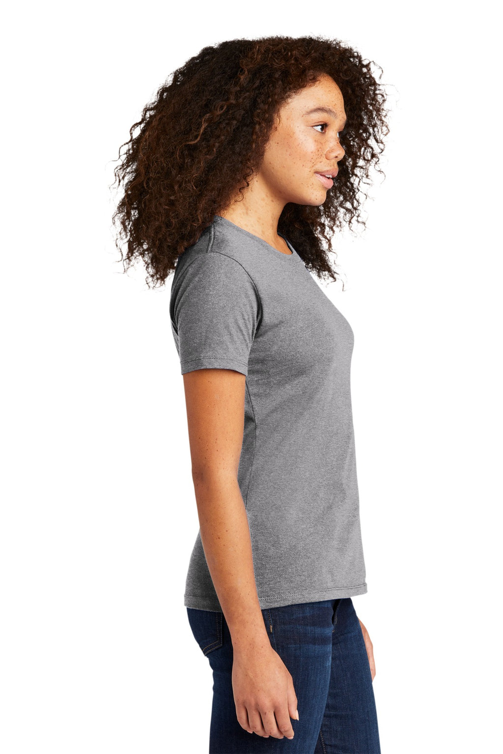 Next Level Apparel Women's Cotton Tee. NL3900 - Heather Gray - side
