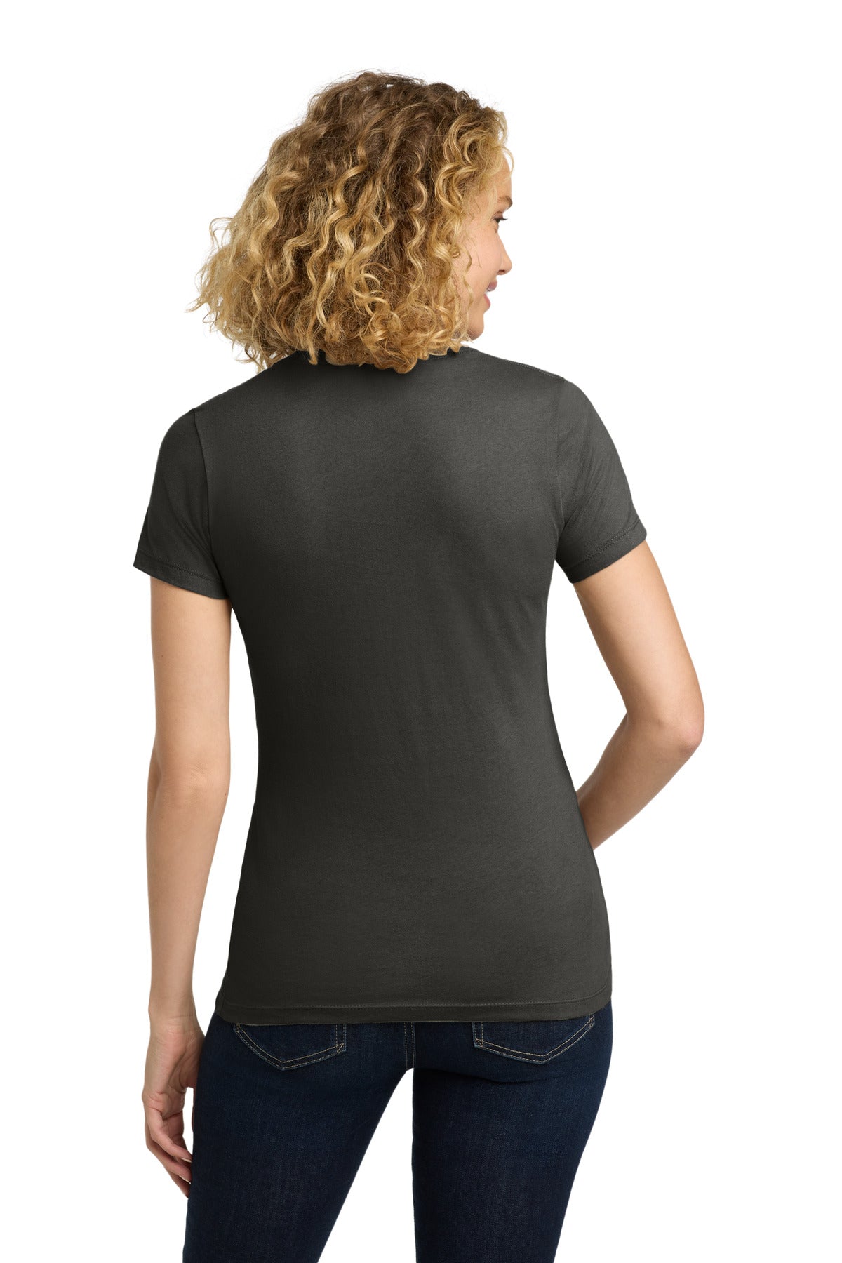 Next Level Apparel Women's Cotton Tee. NL3900 - Heavy Metal - back