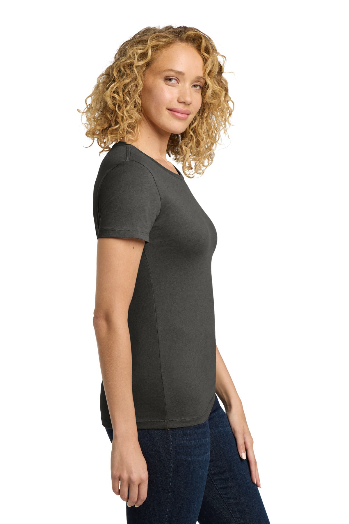 Next Level Apparel Women's Cotton Tee. NL3900 - Heavy Metal - side