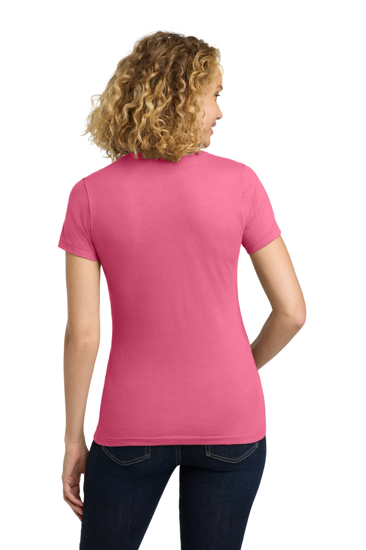 Next Level Apparel Women's Cotton Tee. NL3900 - Hot Pink - back