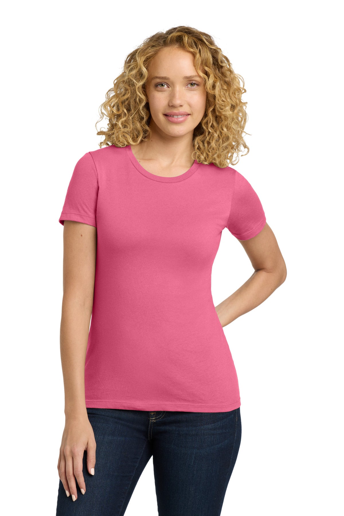 Next Level Apparel Women's Cotton Tee. NL3900 - Hot Pink - front