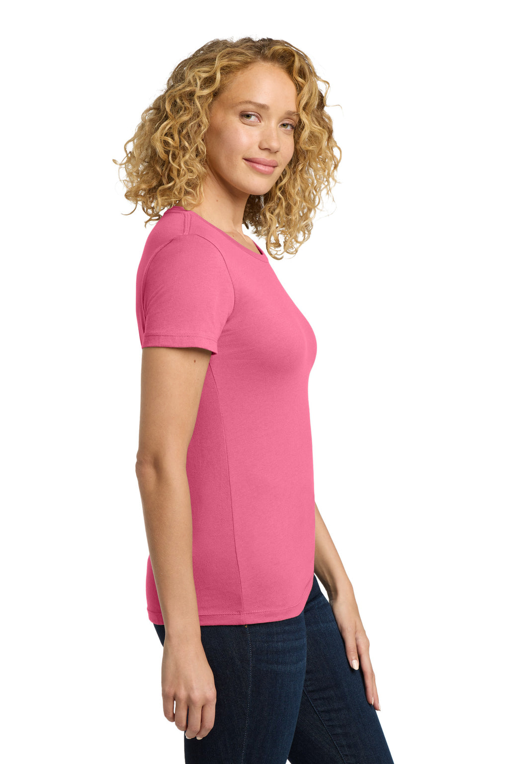 Next Level Apparel Women's Cotton Tee. NL3900 - Hot Pink - side