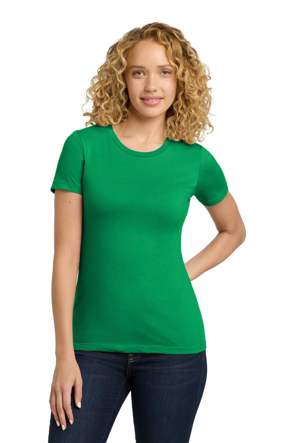 Next Level Apparel Women's Cotton Tee. NL3900 - Kelly Green - front