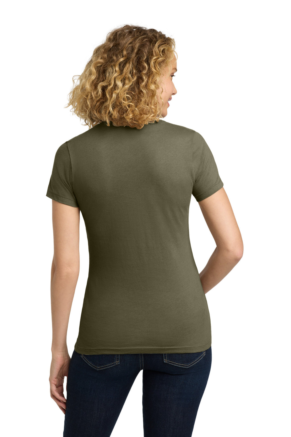 Next Level Apparel Women's Cotton Tee. NL3900 - Light Olive - back