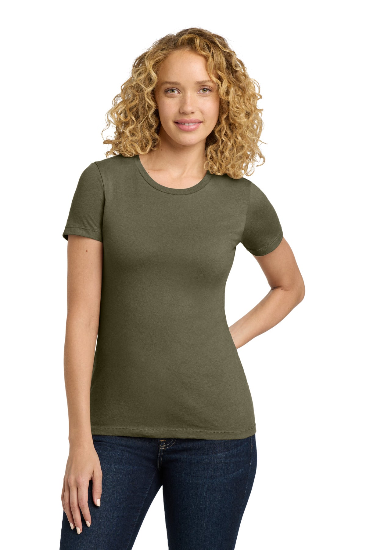 Next Level Apparel Women's Cotton Tee. NL3900 - Light Olive - front
