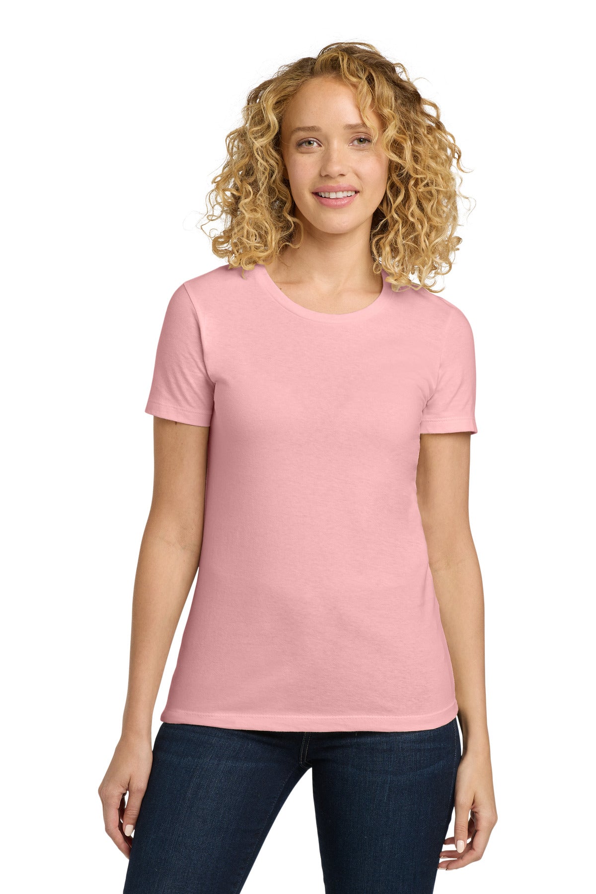 Next Level Apparel Women's Cotton Tee. NL3900 - Light Pink - front