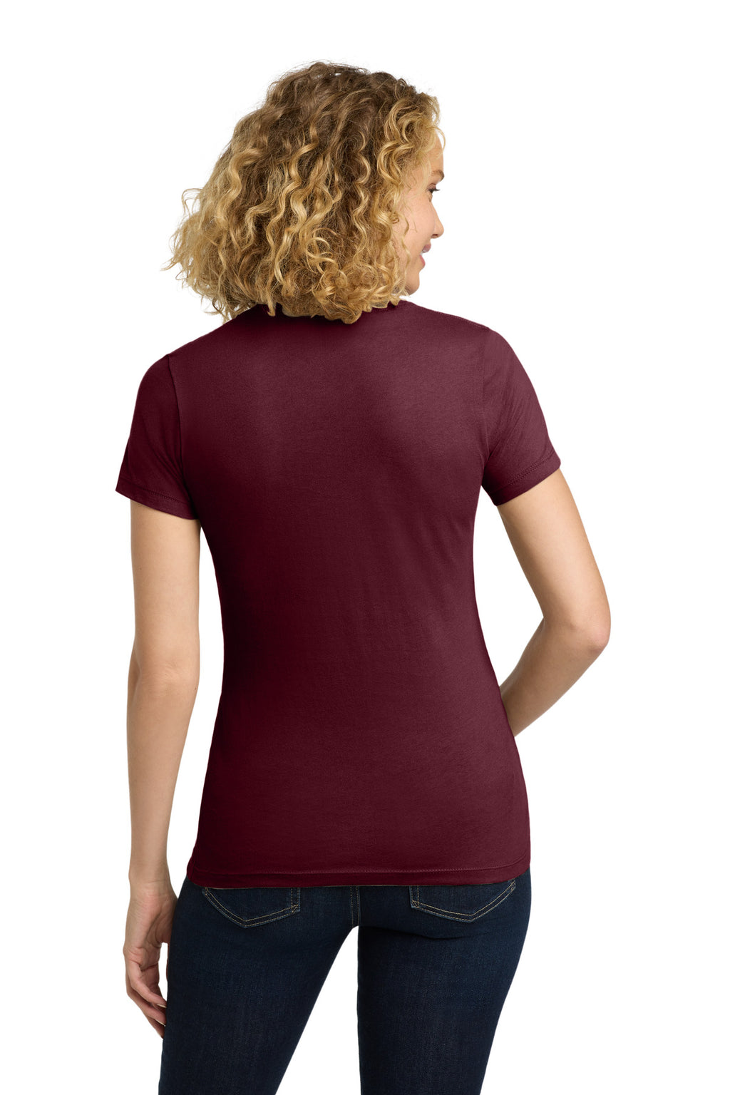Next Level Apparel Women's Cotton Tee. NL3900 - Maroon - back