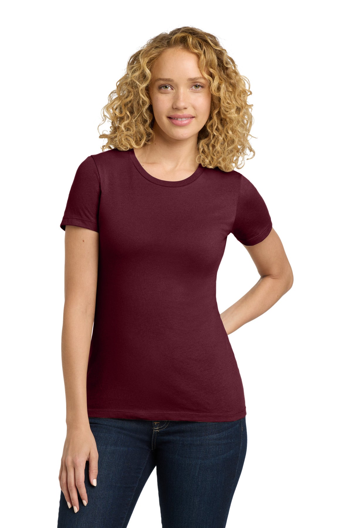 Next Level Apparel Women's Cotton Tee. NL3900 - Maroon - front