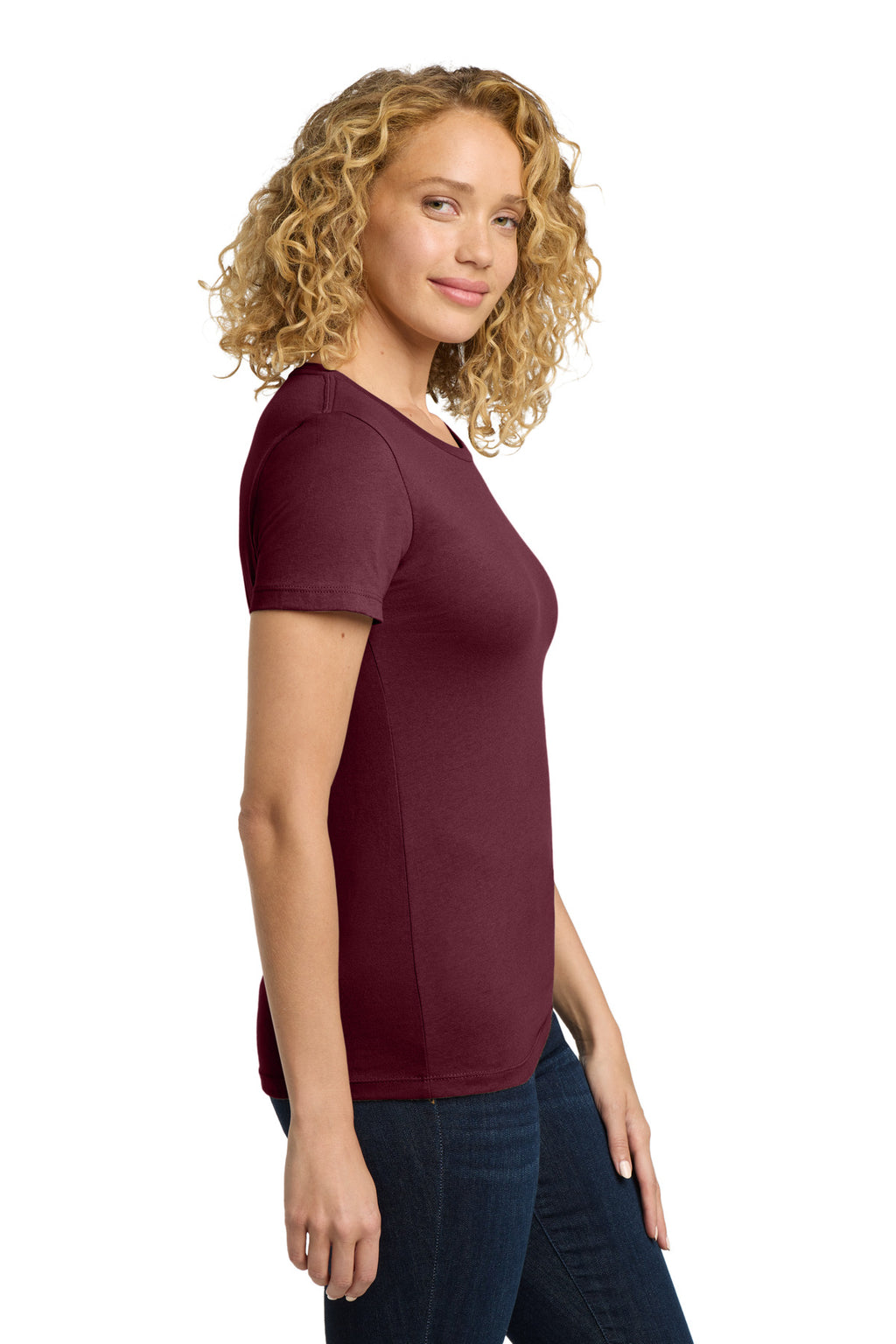 Next Level Apparel Women's Cotton Tee. NL3900 - Maroon - side