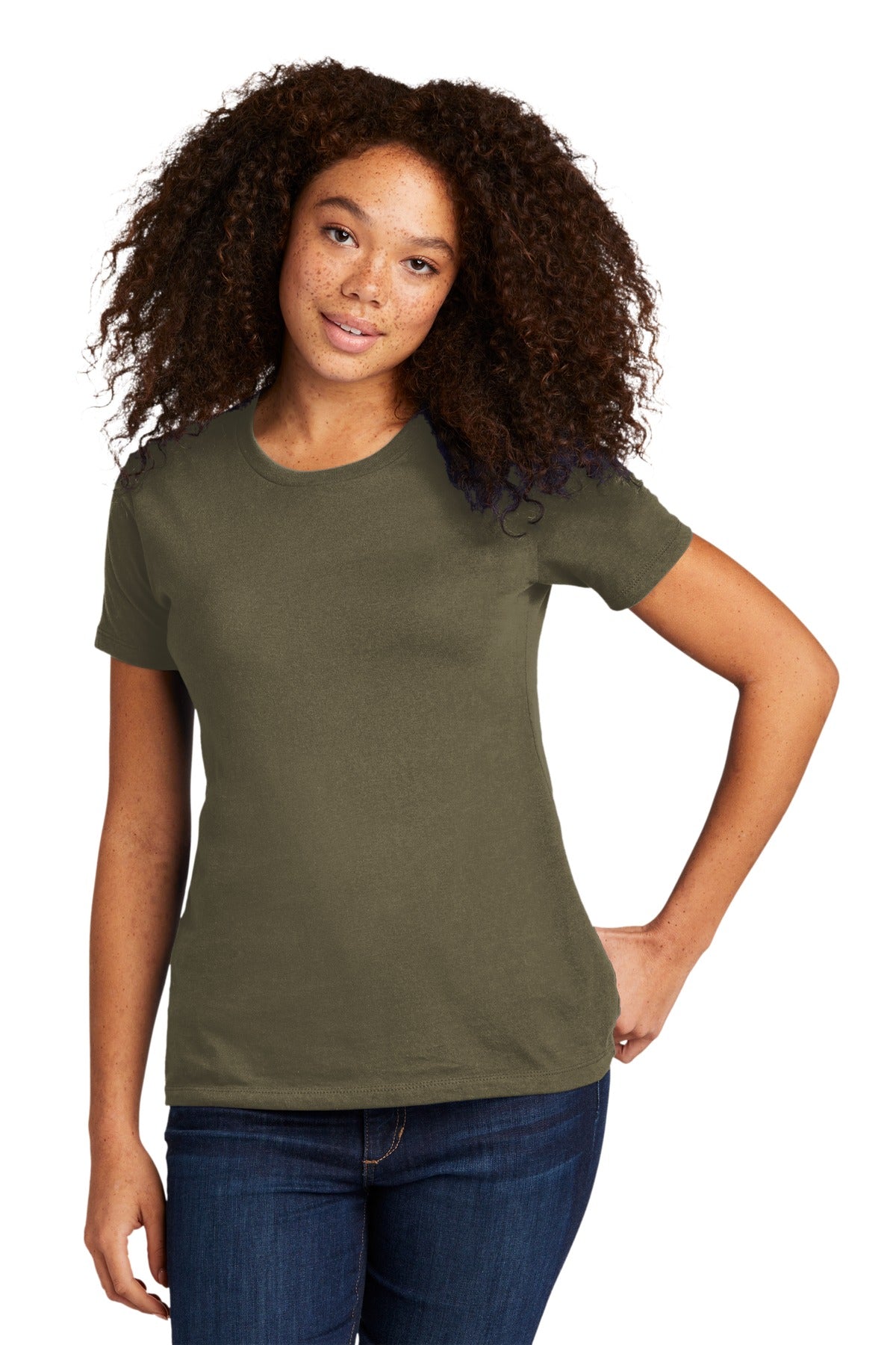 Next Level Apparel Women's Cotton Tee. NL3900 - Military Green - front
