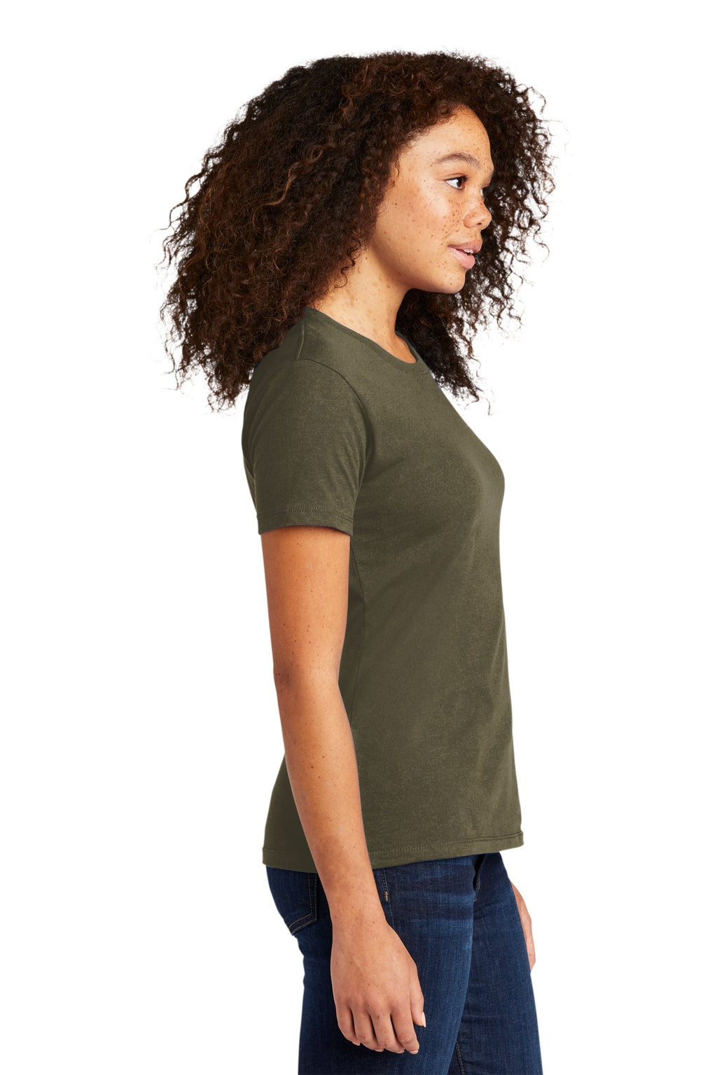 Next Level Apparel Women's Cotton Tee. NL3900 - Military Green - side