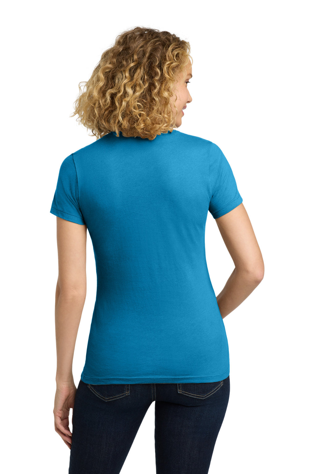 Next Level Apparel Women's Cotton Tee. NL3900 - Turquoise - back