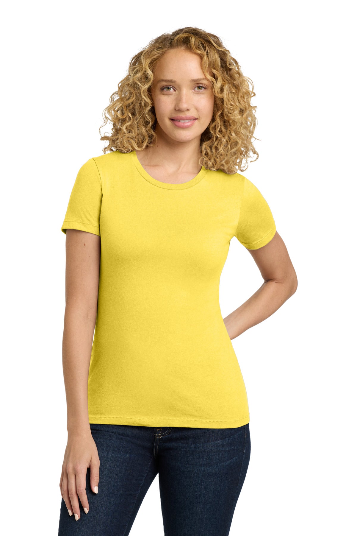 Next Level Apparel Women's Cotton Tee. NL3900 - Vibrant Yellow - front