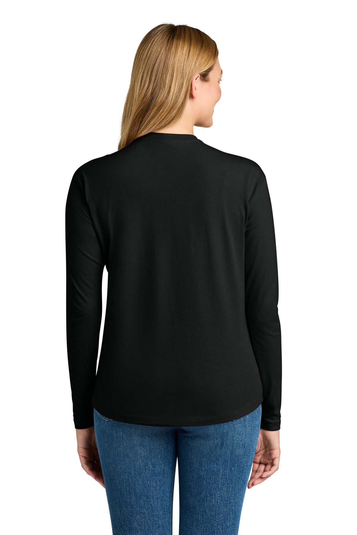 Next Level Apparel Women's Cotton Relaxed Long Sleeve Tee NL3911 - Black - back