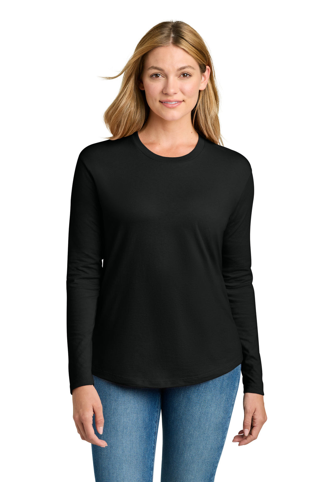 Next Level Apparel Women's Cotton Relaxed Long Sleeve Tee NL3911 - Black - front