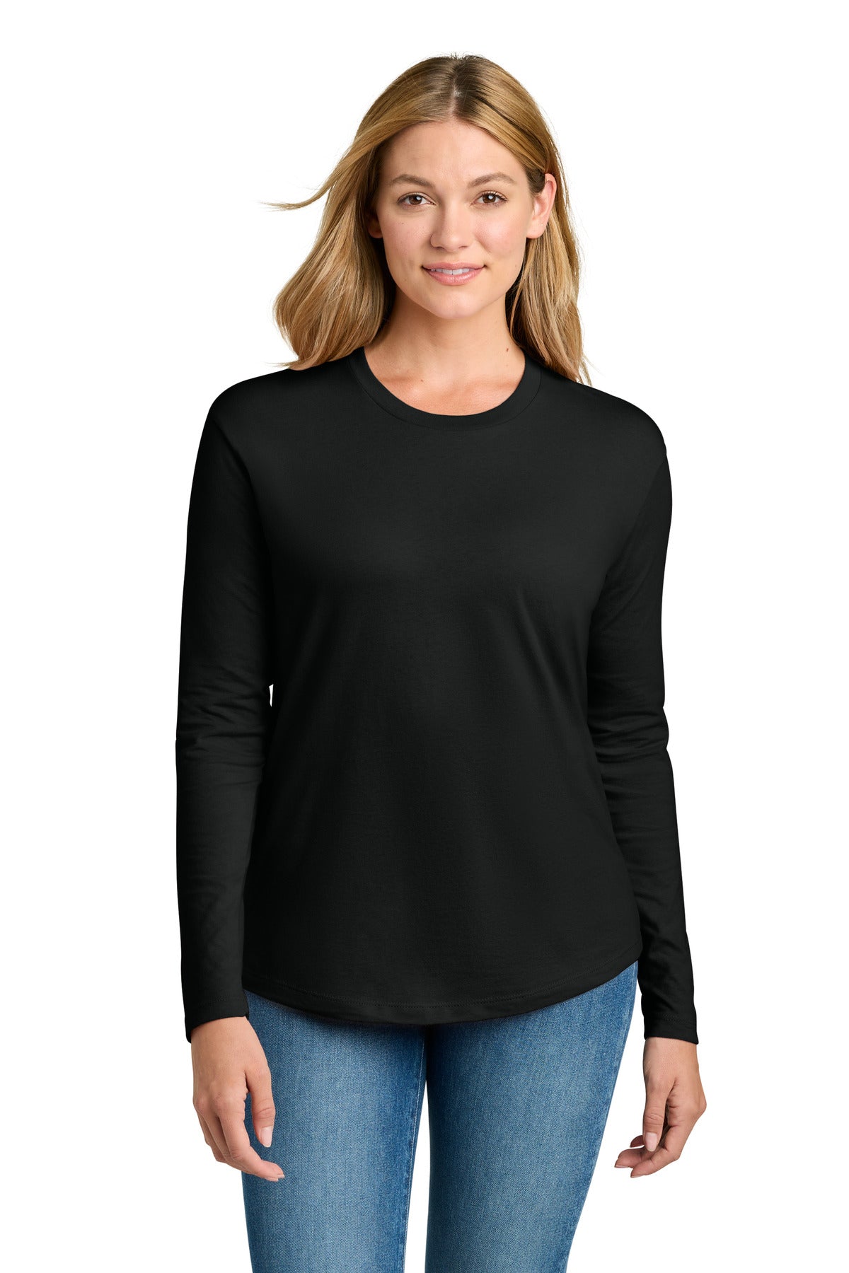 Next Level Apparel Women's Cotton Relaxed Long Sleeve Tee NL3911 - Black - front
