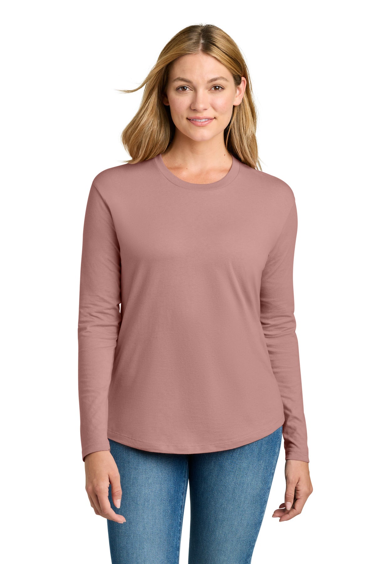 Next Level Apparel Women's Cotton Relaxed Long Sleeve Tee NL3911 - Desert Pink - front