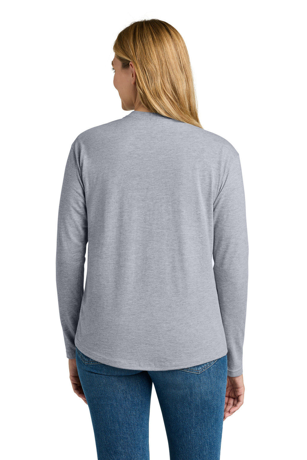 Next Level Apparel Women's Cotton Relaxed Long Sleeve Tee NL3911 - Heather Gray - back