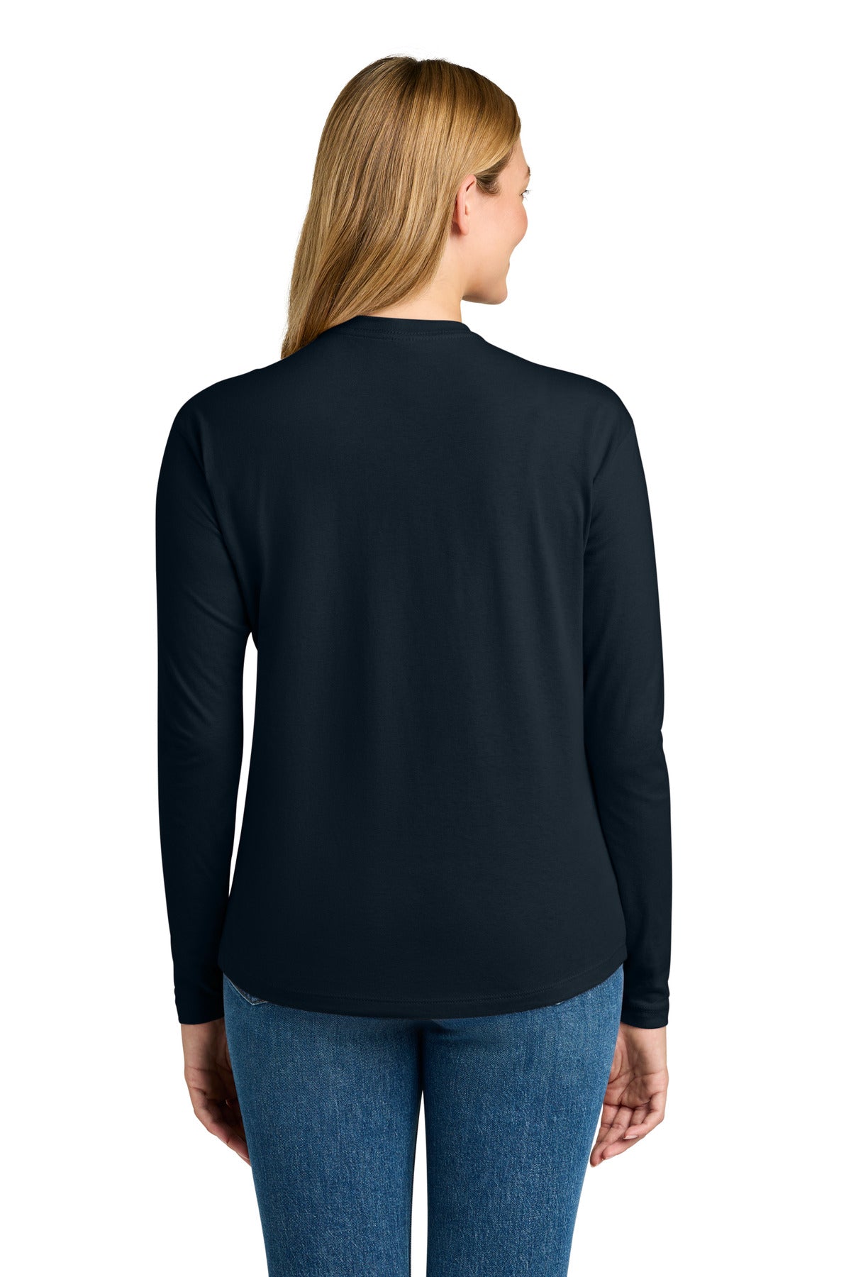Next Level Apparel Women's Cotton Relaxed Long Sleeve Tee NL3911 - Midnight Navy - back