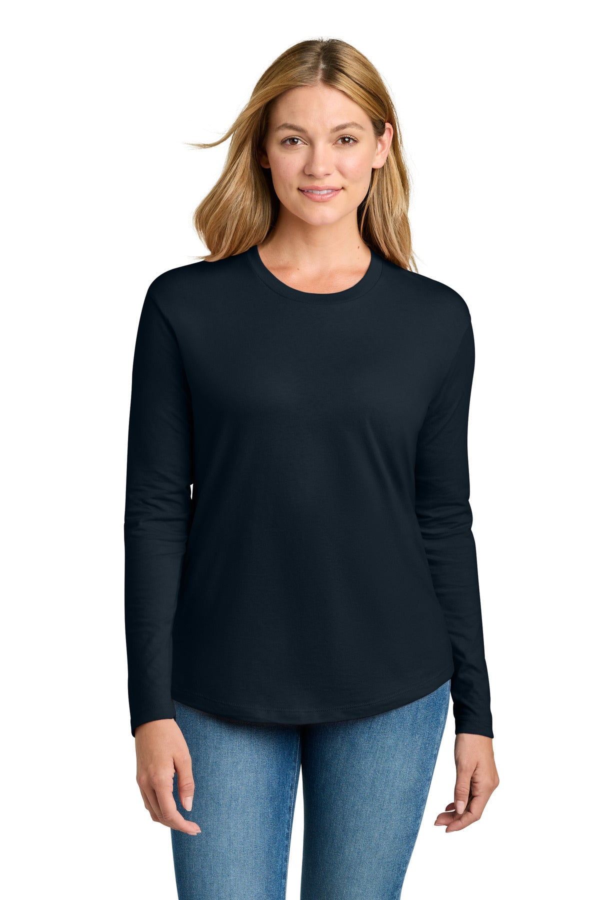 Next Level Apparel Women's Cotton Relaxed Long Sleeve Tee NL3911 - Midnight Navy - front