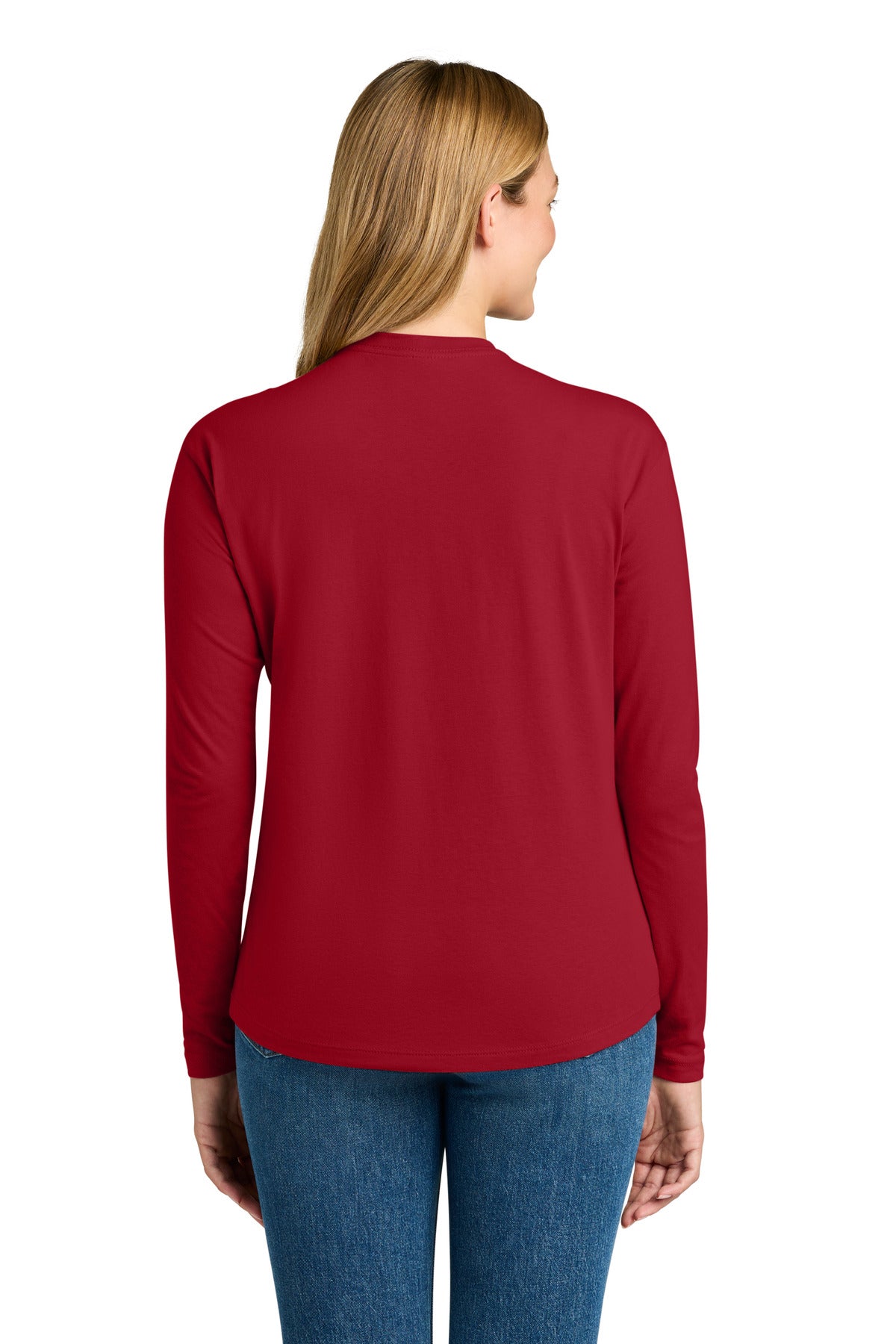 Next Level Apparel Women's Cotton Relaxed Long Sleeve Tee NL3911 - Red - back