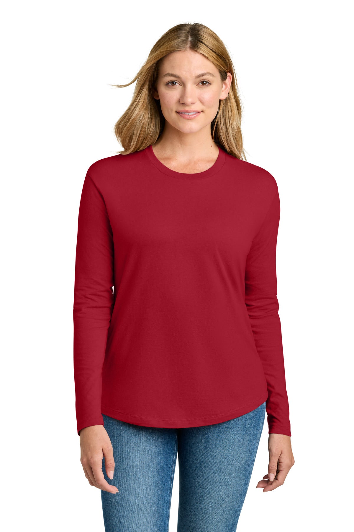 Next Level Apparel Women's Cotton Relaxed Long Sleeve Tee NL3911 - Red - front