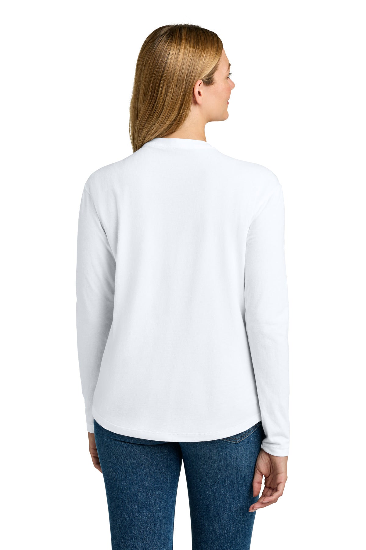 Next Level Apparel Women's Cotton Relaxed Long Sleeve Tee NL3911 - White - back