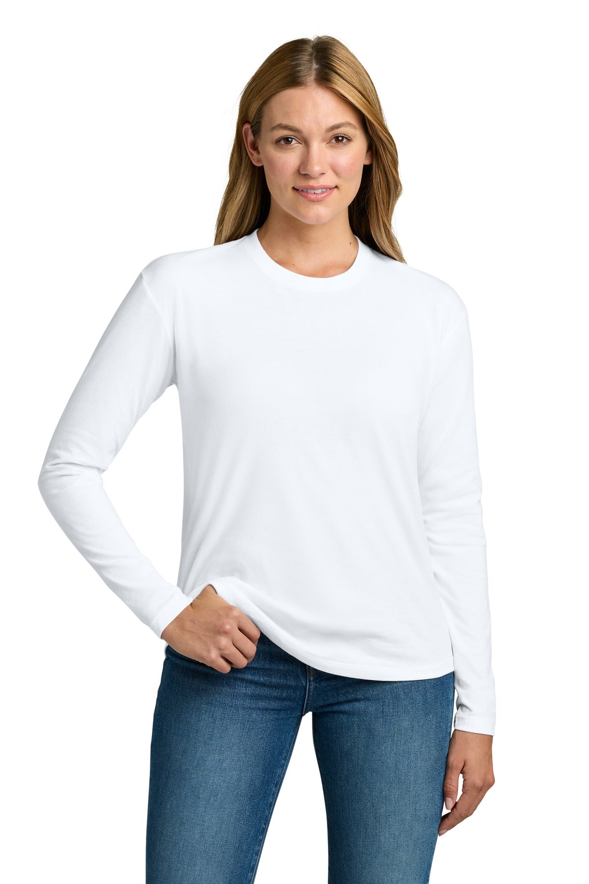 Next Level Apparel Women's Cotton Relaxed Long Sleeve Tee NL3911 - White - front