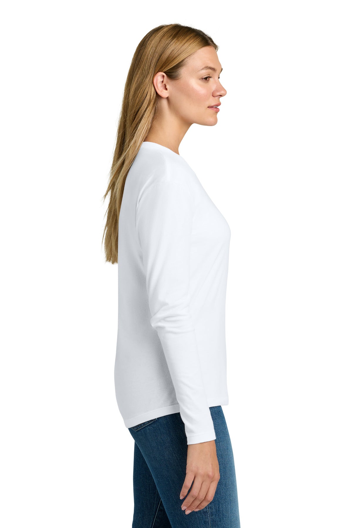 Next Level Apparel Women's Cotton Relaxed Long Sleeve Tee NL3911 - White - side