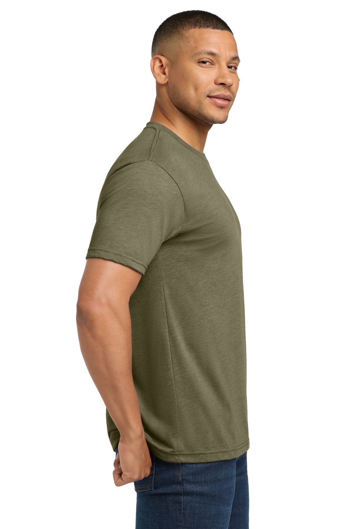 Next Level Apparel Adult Tri-Blend Tee. NL6010 - Military Green - side