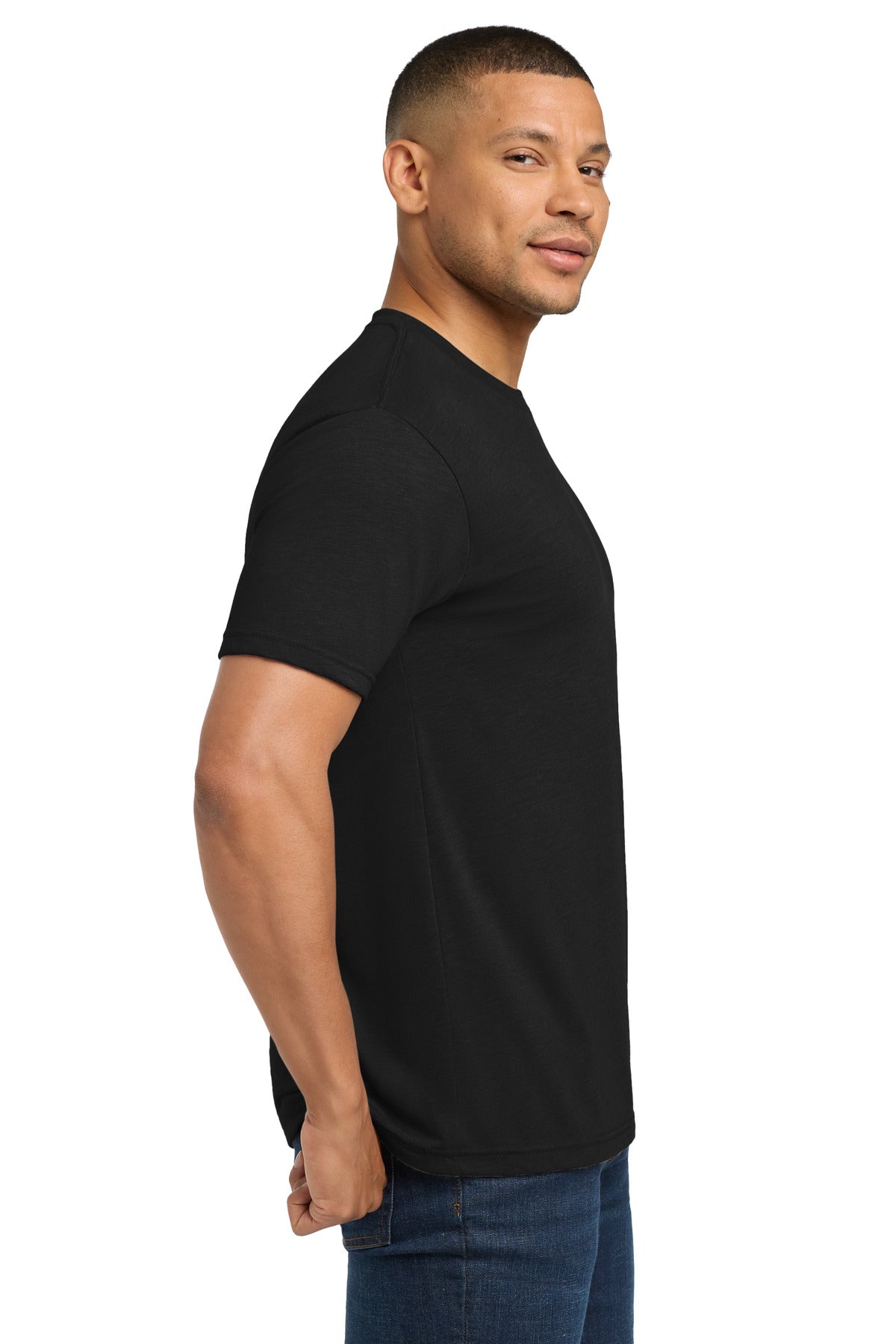 Next Level Apparel Adult Tri-Blend Tee. NL6010 - Solid Black - side