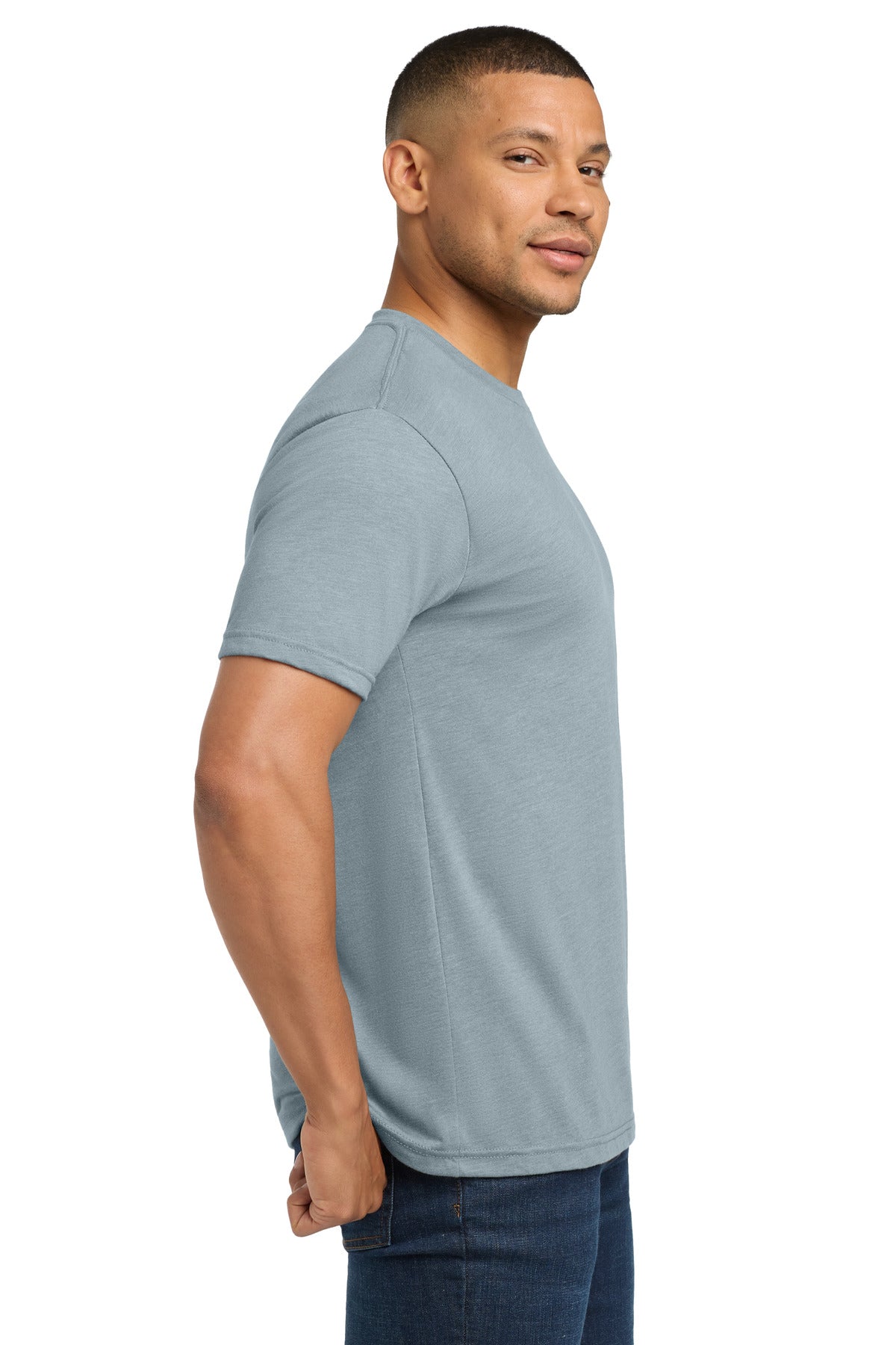 Next Level Apparel Adult Tri-Blend Tee. NL6010 - Stonewash Denim - side