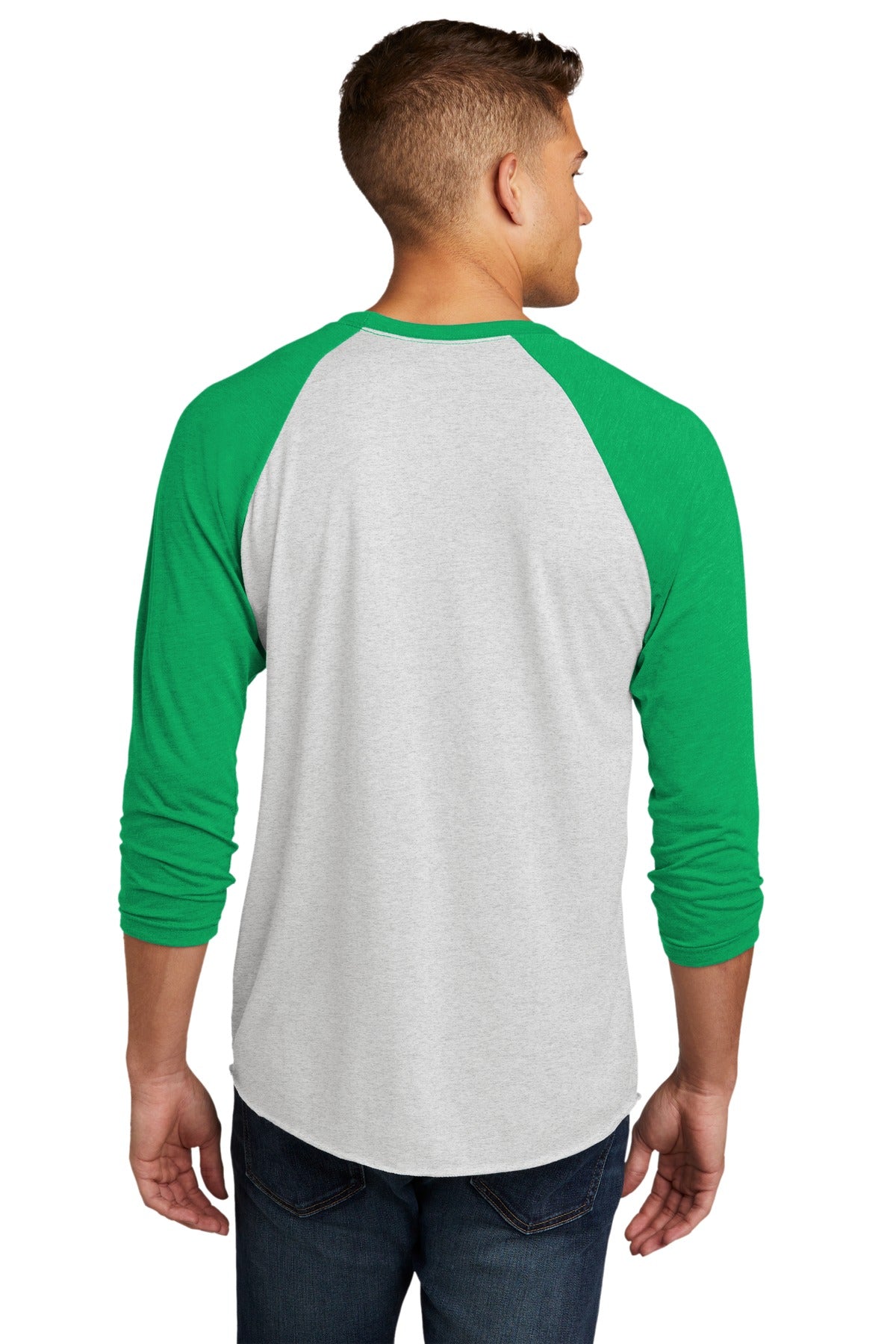 Next Level Apparel Adult Tri-Blend 3/4-Sleeve Raglan Tee. NL6051 - Envy/ Hthr White - back