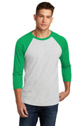 Next Level Apparel Adult Tri-Blend 3/4-Sleeve Raglan Tee. NL6051 - Envy/ Hthr White - front
