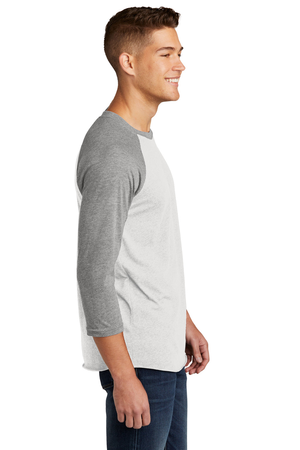 Next Level Apparel Adult Tri-Blend 3/4-Sleeve Raglan Tee. NL6051 - Prem Hthr/ Hthr White - side