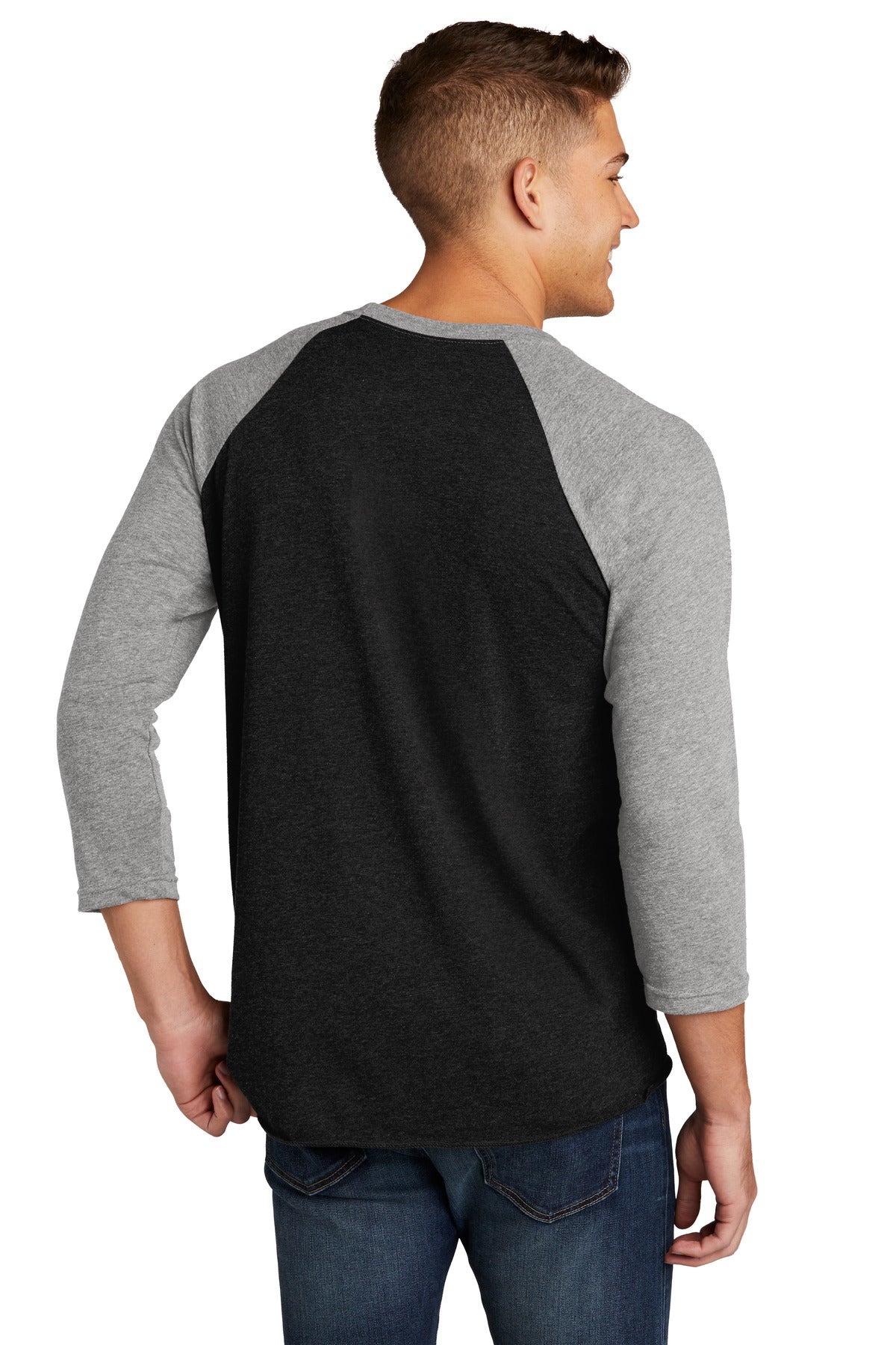 Next Level Apparel Adult Tri-Blend 3/4-Sleeve Raglan Tee. NL6051 - Prem Hthr/ VTG Black - back