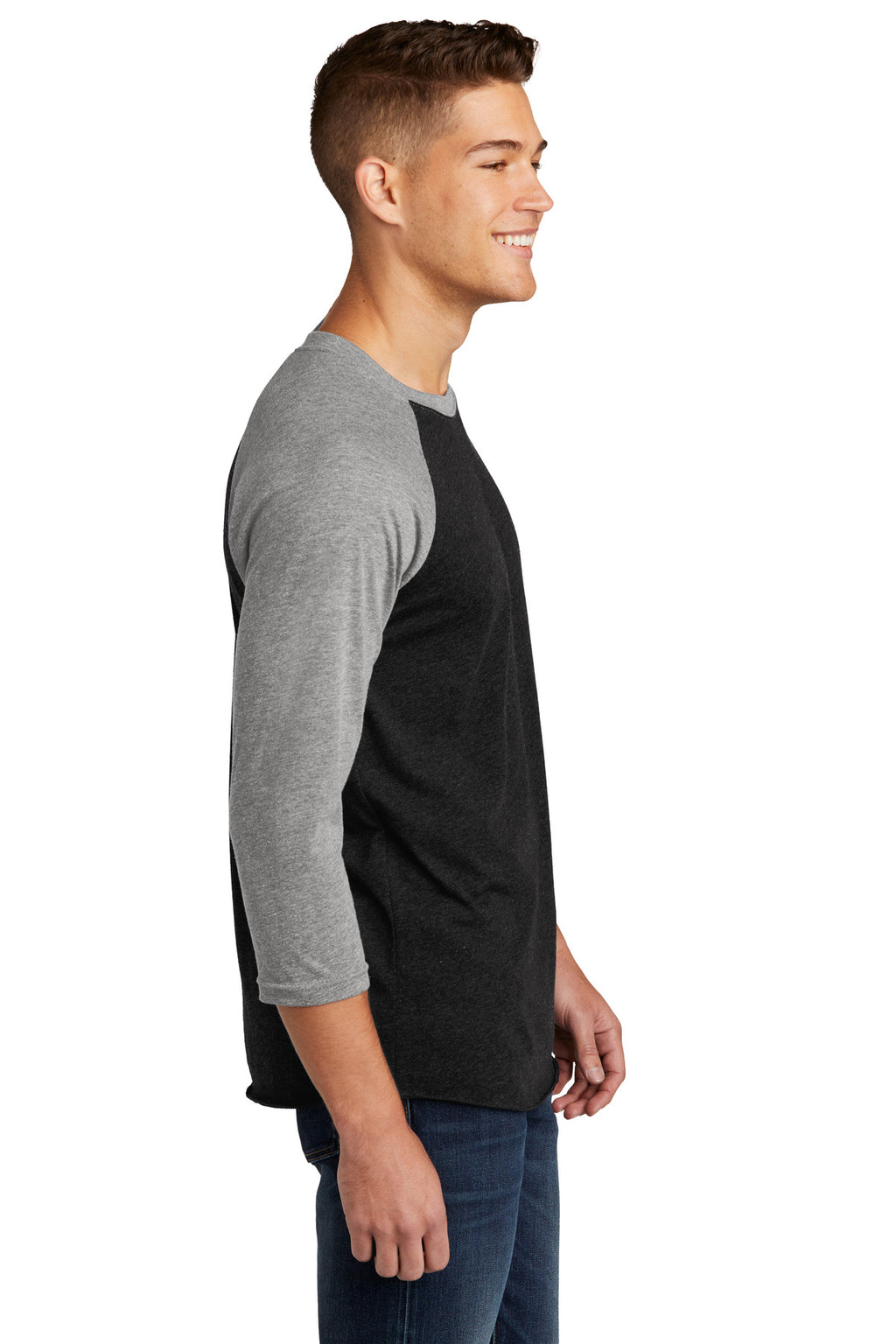 Next Level Apparel Adult Tri-Blend 3/4-Sleeve Raglan Tee. NL6051 - Prem Hthr/ VTG Black - side