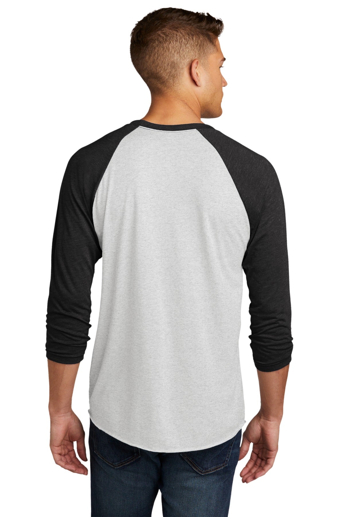 Next Level Apparel Adult Tri-Blend 3/4-Sleeve Raglan Tee. NL6051 - VTG Black/ Hthr White - back