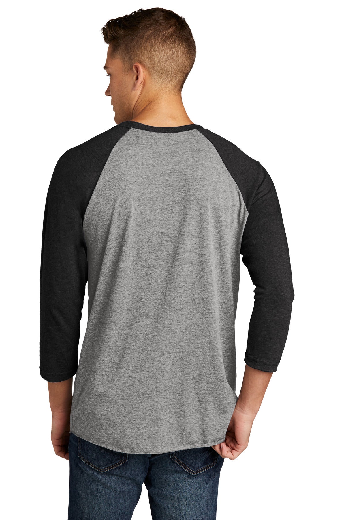 Next Level Apparel Adult Tri-Blend 3/4-Sleeve Raglan Tee. NL6051 - VTG Black/ Prem Hthr - back