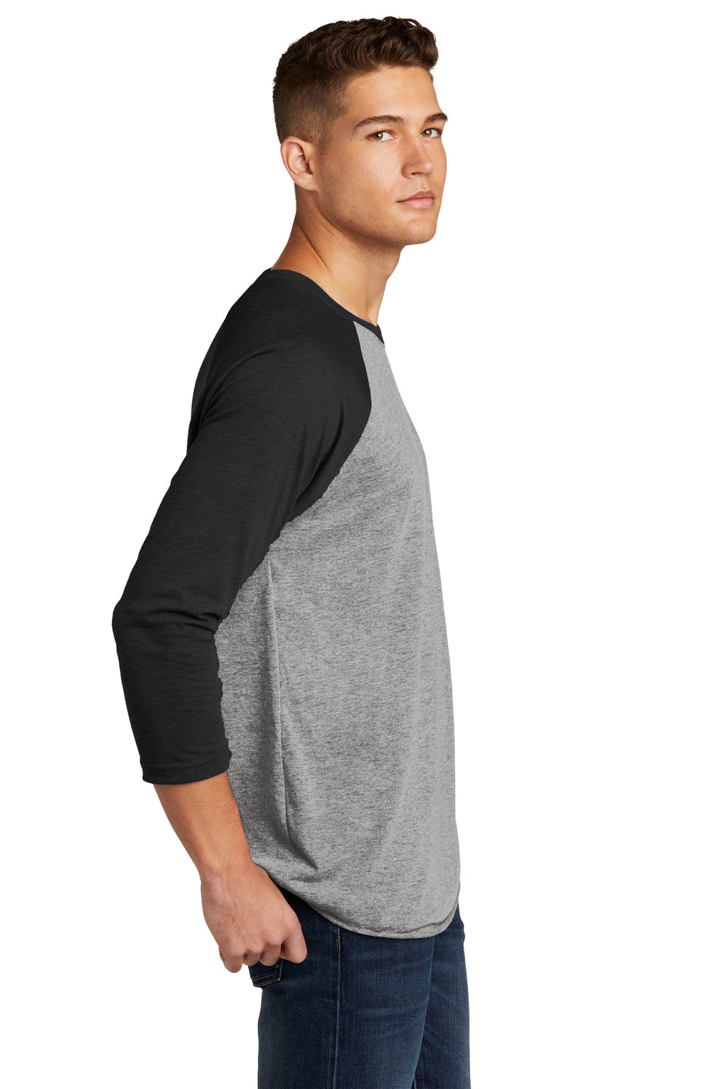 Next Level Apparel Adult Tri-Blend 3/4-Sleeve Raglan Tee. NL6051 - VTG Black/ Prem Hthr - side